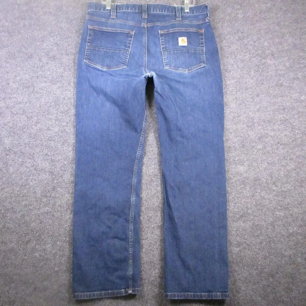 Carhartt BD2804-M Relaxed Fit Jeans Mens 36x29 Blue Straight Leg Stretch Denim